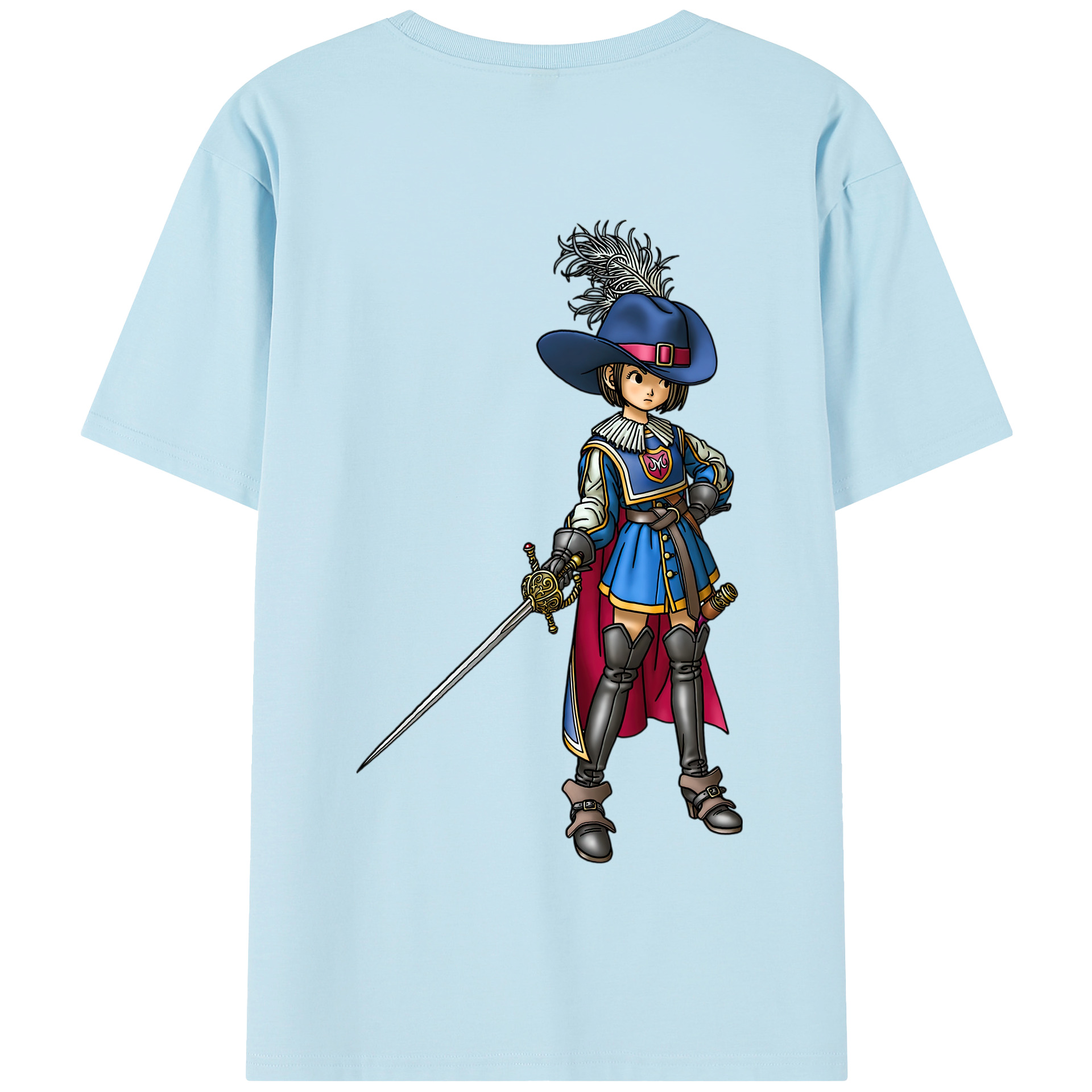 （画像用） ドラゴンクエスト Doragon Kuesuto Dragon Quest 綿100％半袖Tシャツ（背面プリント）